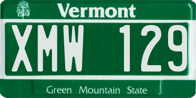 VT license plate XMW129