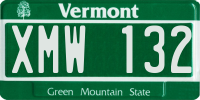 VT license plate XMW132
