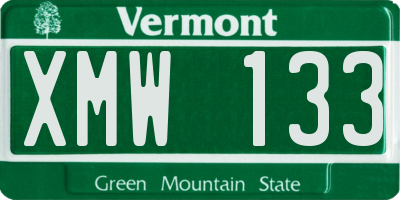 VT license plate XMW133