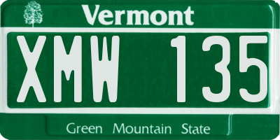 VT license plate XMW135