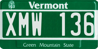 VT license plate XMW136