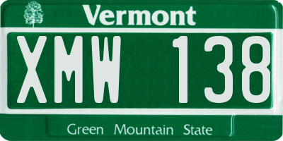 VT license plate XMW138