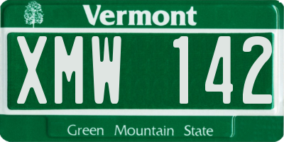 VT license plate XMW142