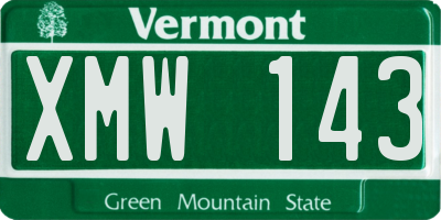 VT license plate XMW143