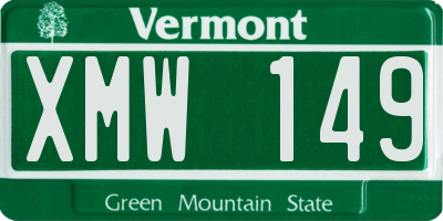 VT license plate XMW149