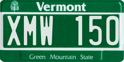 VT license plate XMW150