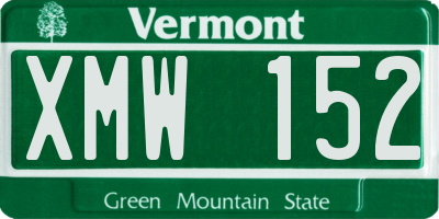 VT license plate XMW152