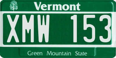 VT license plate XMW153
