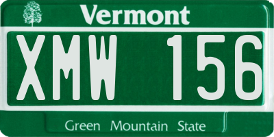 VT license plate XMW156