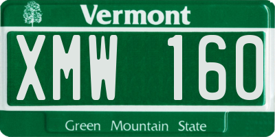VT license plate XMW160