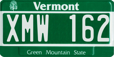 VT license plate XMW162