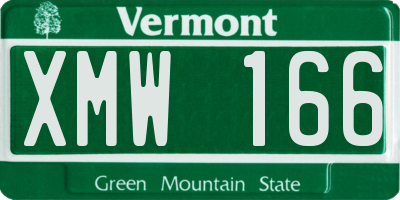 VT license plate XMW166