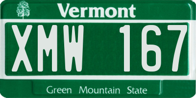 VT license plate XMW167