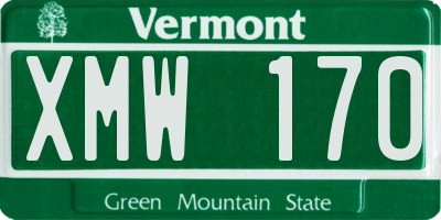 VT license plate XMW170