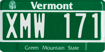 VT license plate XMW171