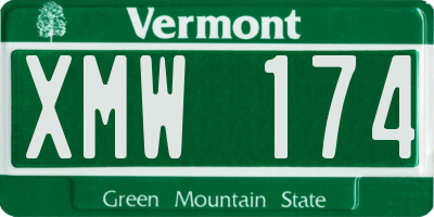 VT license plate XMW174