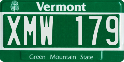 VT license plate XMW179