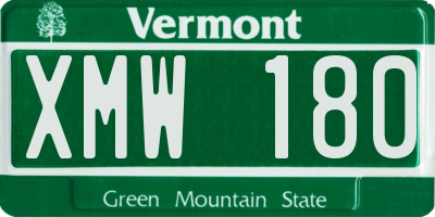 VT license plate XMW180