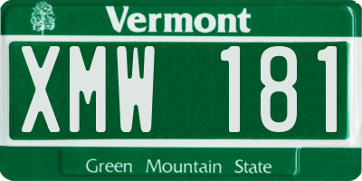 VT license plate XMW181
