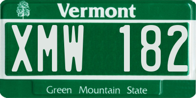 VT license plate XMW182