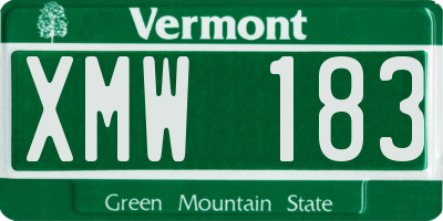 VT license plate XMW183