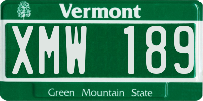 VT license plate XMW189