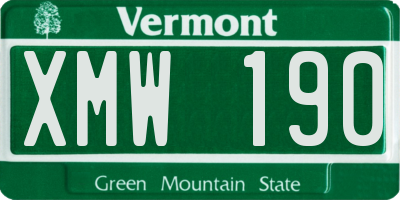 VT license plate XMW190