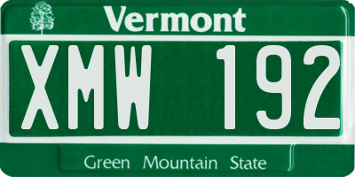 VT license plate XMW192