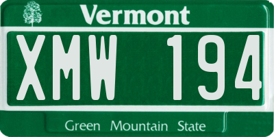 VT license plate XMW194