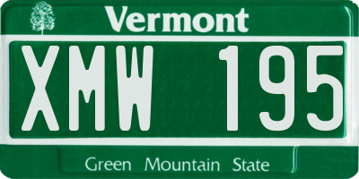 VT license plate XMW195