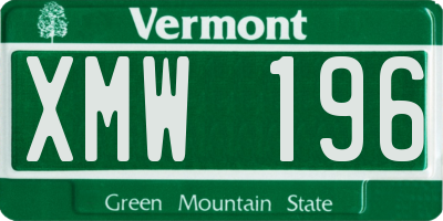 VT license plate XMW196
