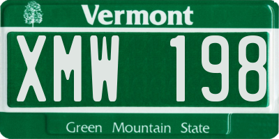 VT license plate XMW198
