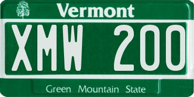 VT license plate XMW200