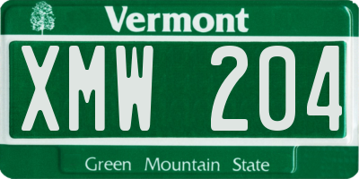 VT license plate XMW204