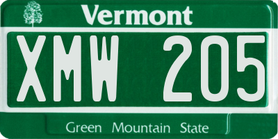 VT license plate XMW205