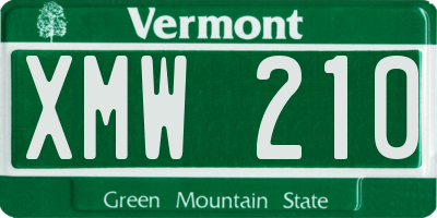 VT license plate XMW210