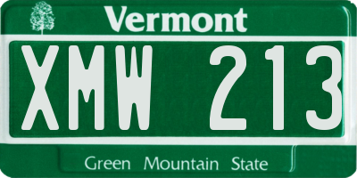VT license plate XMW213