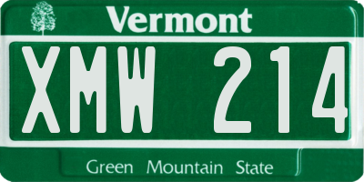 VT license plate XMW214