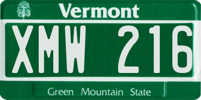 VT license plate XMW216