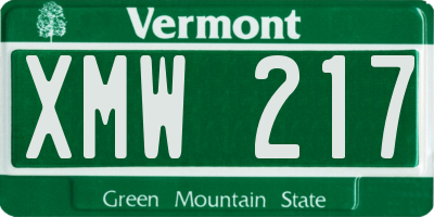 VT license plate XMW217
