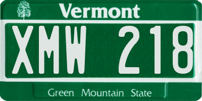 VT license plate XMW218
