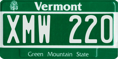 VT license plate XMW220