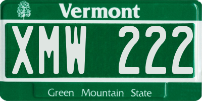 VT license plate XMW222