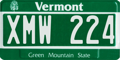 VT license plate XMW224