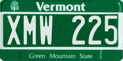 VT license plate XMW225