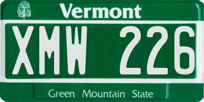 VT license plate XMW226