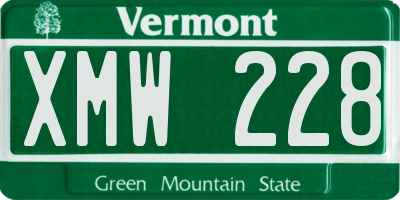 VT license plate XMW228