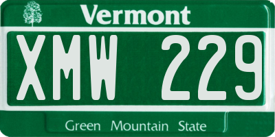 VT license plate XMW229