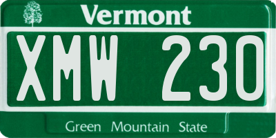 VT license plate XMW230