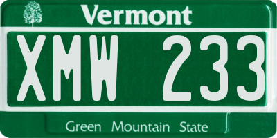 VT license plate XMW233